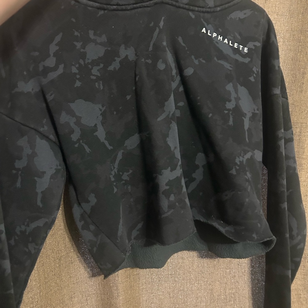 Alphalete Black Crew Neck Sweater with Subtle Camo